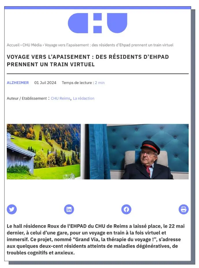 CHU Média parle de la Thérapie du Voyage, à reims